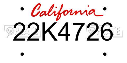 22K4726 California License Plate