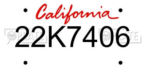 22K7406 California License Plate