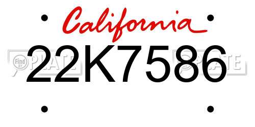 22K7586 California License Plate