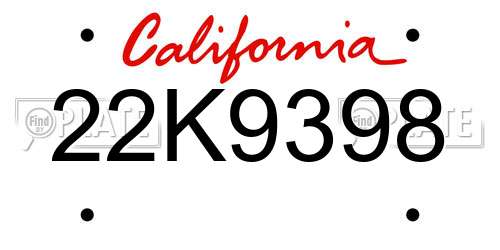22K9398 California License Plate