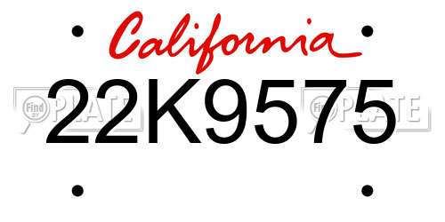 22K9575 California License Plate