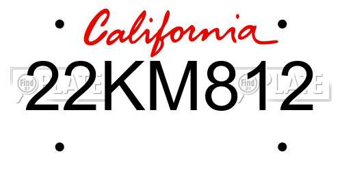 22KM812 California License Plate