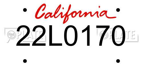 22L0170 California License Plate
