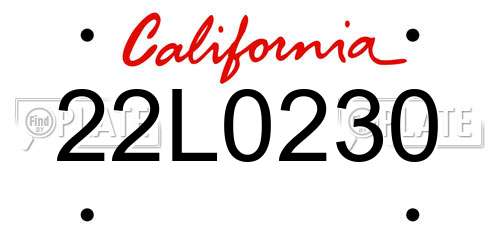 22L0230 California License Plate
