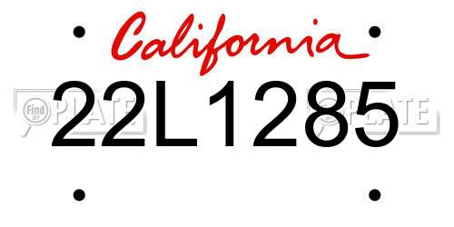 22L1285 California License Plate