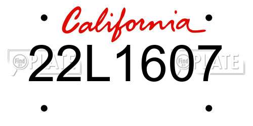 22L1607 California License Plate