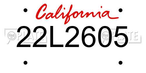 22L2605 California License Plate