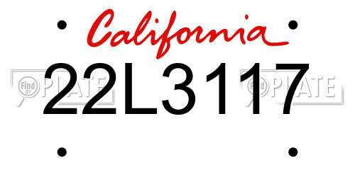 22L3117 California License Plate