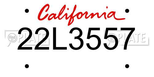 22L3557 California License Plate