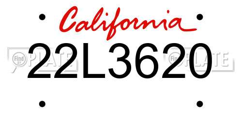 22L3620 California License Plate