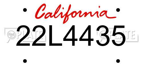22L4435 California License Plate