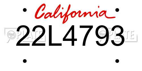 22L4793 California License Plate
