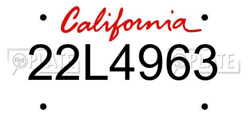 22L4963 California License Plate
