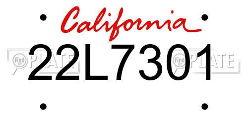 22L7301 California License Plate