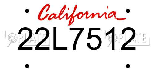 22L7512 California License Plate