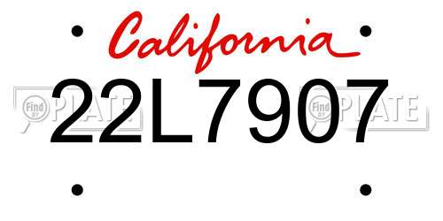 22L7907 California License Plate