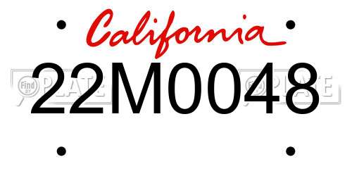 22M0048 California License Plate