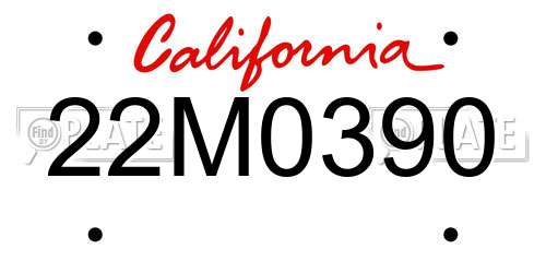 22M0390 California License Plate