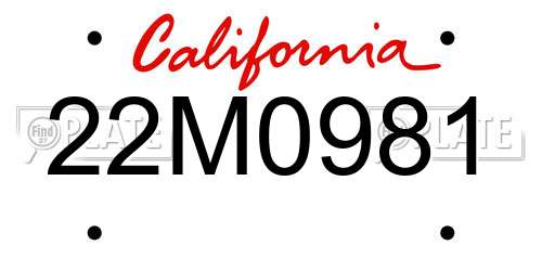 22M0981 California License Plate