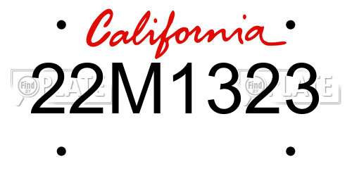 22M1323 California License Plate