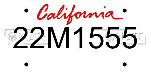 22M1555 California License Plate