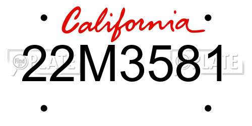 22M3581 California License Plate