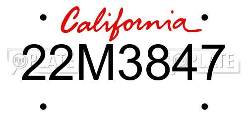 22M3847 California License Plate