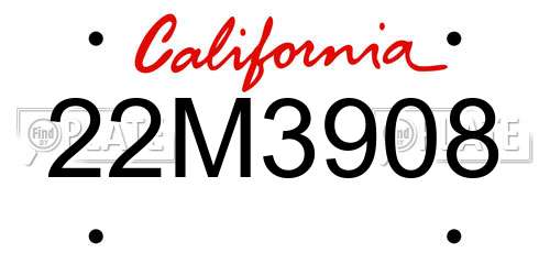 22M3908 California License Plate