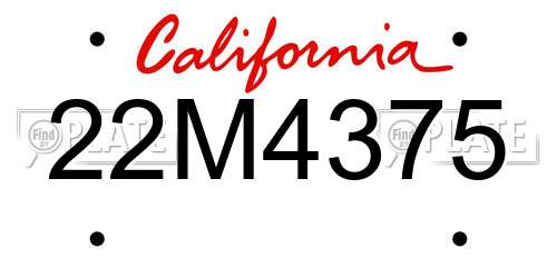 22M4375 California License Plate
