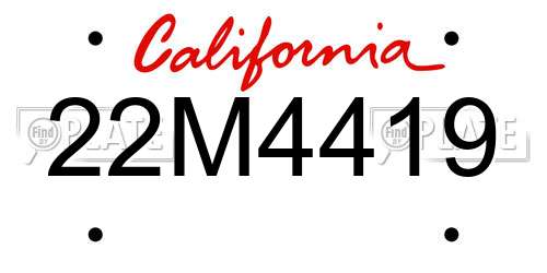 22M4419 California License Plate