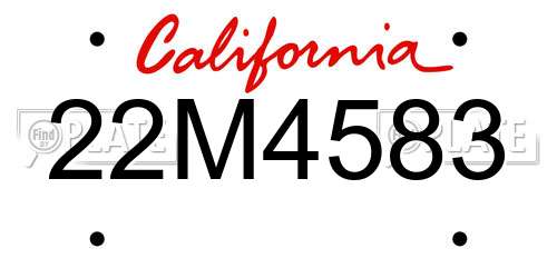 22M4583 California License Plate