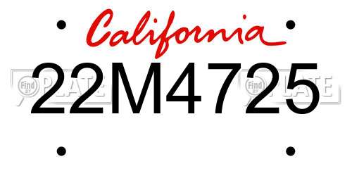 22M4725 California License Plate