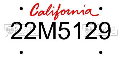 22M5129 California License Plate