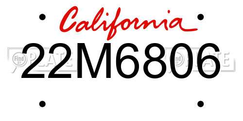 22M6806 California License Plate