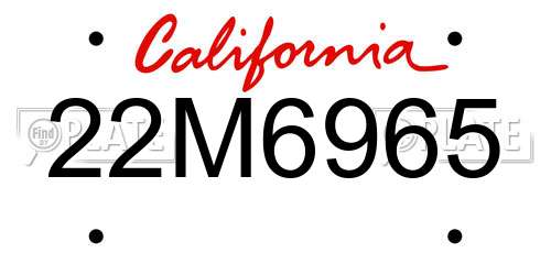 22M6965 California License Plate