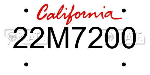 22M7200 California License Plate