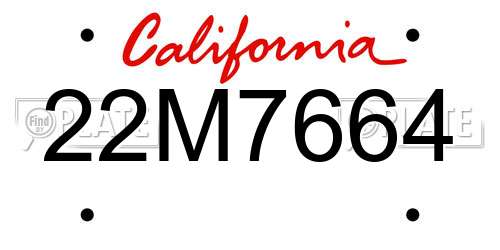 22M7664 California License Plate