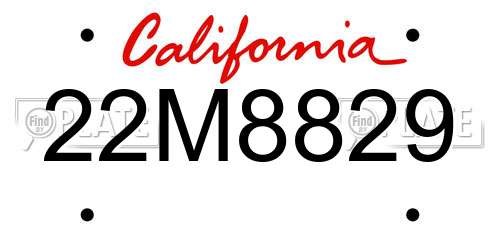 22M8829 California License Plate