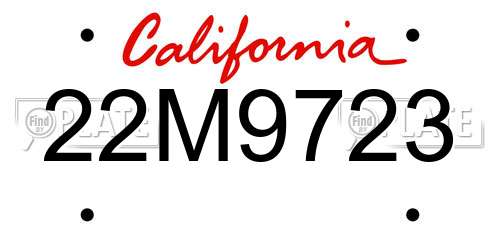 22M9723 California License Plate
