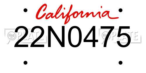 22N0475 California License Plate