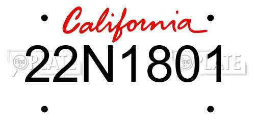 22N1801 California License Plate