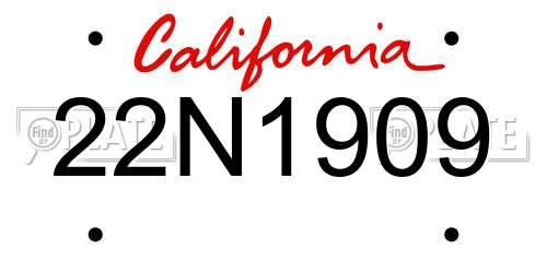 22N1909 California License Plate