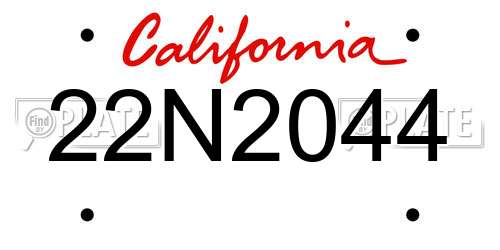 22N2044 California License Plate