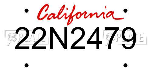 22N2479 California License Plate