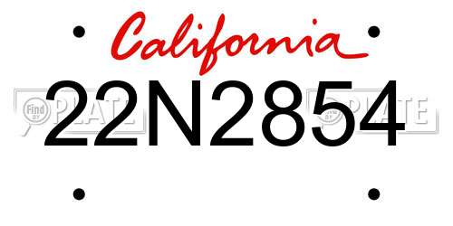 22N2854 California License Plate