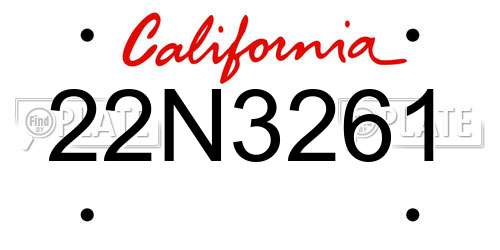 22N3261 California License Plate