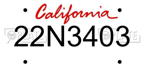 22N3403 California License Plate