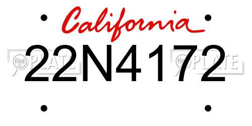 22N4172 California License Plate