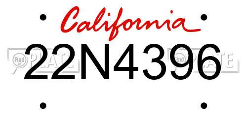 22N4396 California License Plate