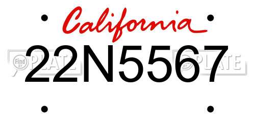22N5567 California License Plate